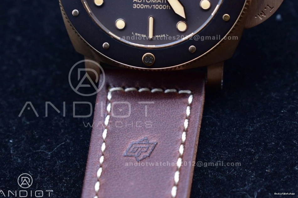 and on Strap 995 V Brown Brown Best P.9010 VSF Clone Bezel Bronzo PAM968 Calfskin Ceramic Dial Edition SunProtective 1:1 0429